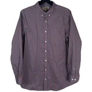 Duluth Trading Wrinkle Fighter‎ Slim Fit Shirt Mens XLT Tall  Orange Blue Check